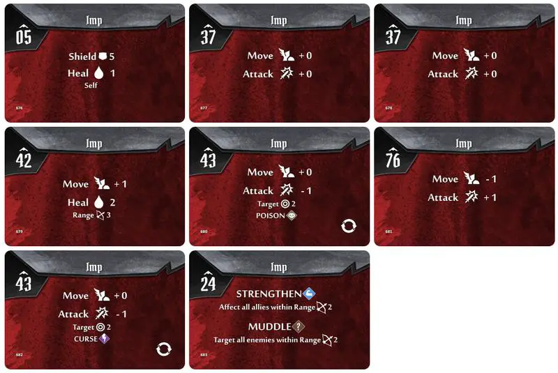 Gloomhaven Black Imp Monster Ability Cards