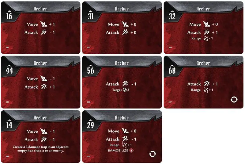 Gloomhaven City Archer Monster Ability Cards