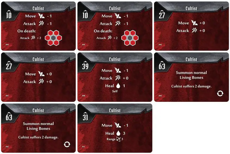 Gloomhaven Cultist Monster Ability Cards