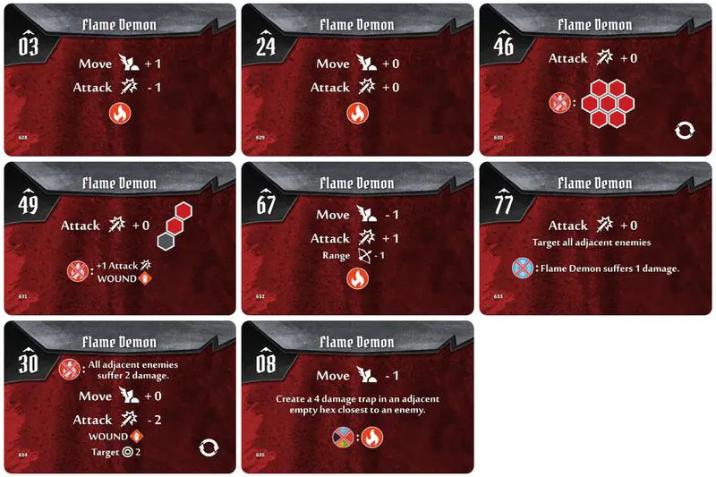 Gloomhaven Flame Demon Monster Ability Cards