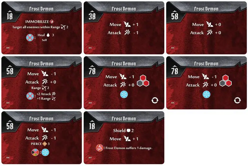 Gloomhaven Frost Demon Monster Ability Cards