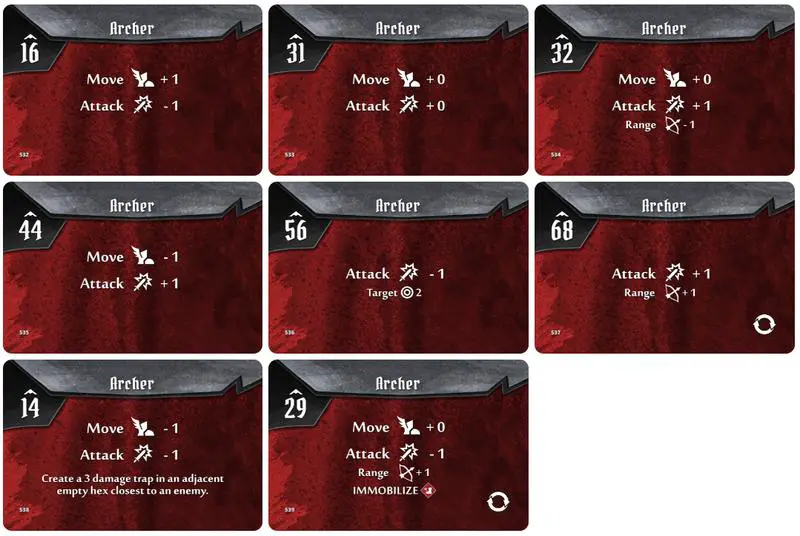 Gloomhaven Inox Archer Monster Ability Cards