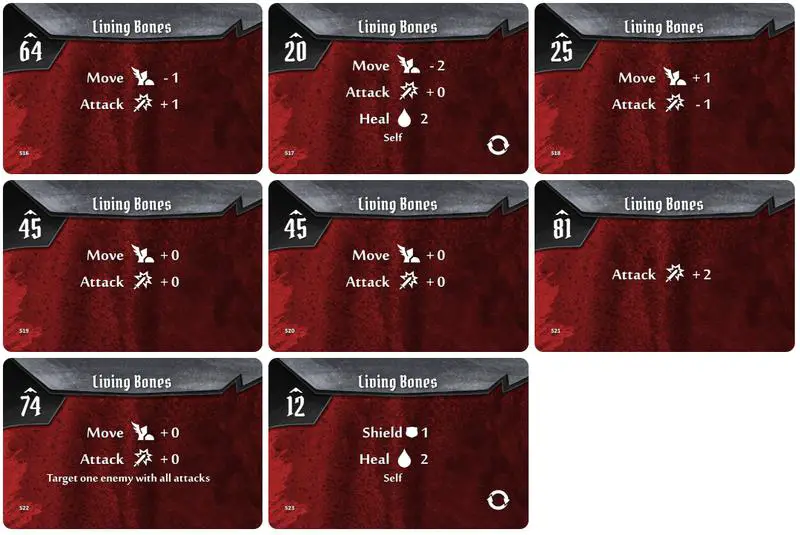 Gloomhaven Living Bones Monster Ability Cards