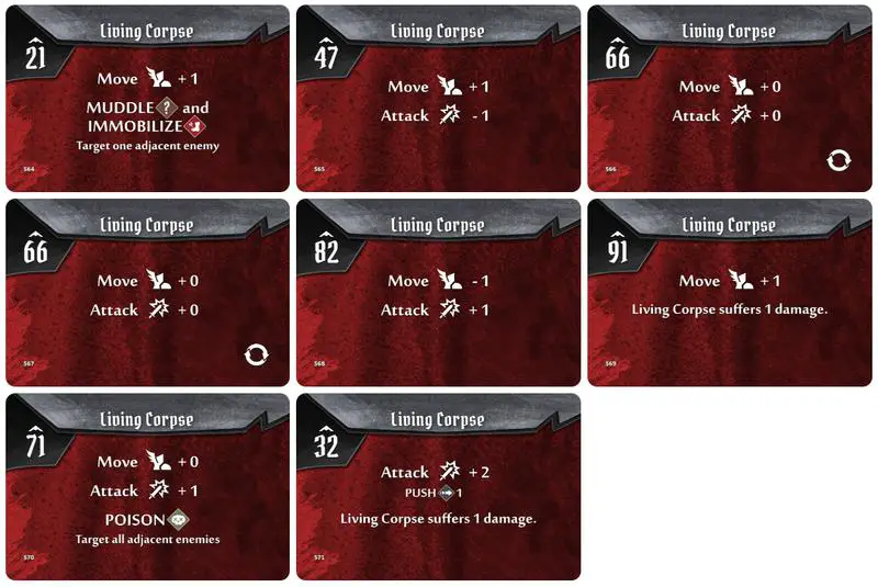 Gloomhaven Living Corpse Monster Ability Cards