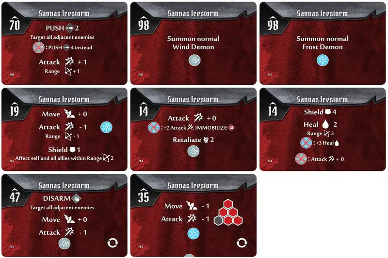 Gloomhaven Savvas Icestorm Monster Ability Cards