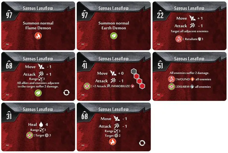 Gloomhaven Savvas Lavaflow Monster Ability Cards