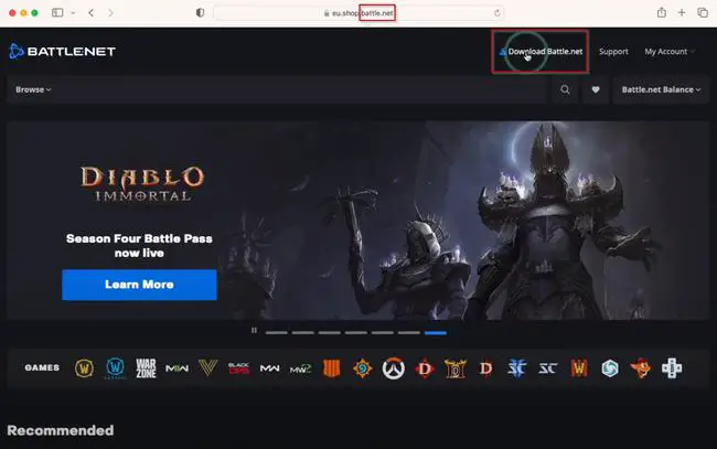 Battle.net website and download WOW on MAC