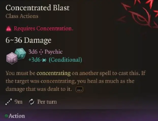 BG3 Illithid Powers Concentrated Blast
