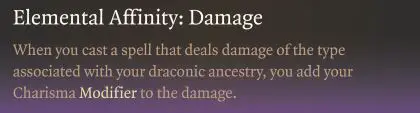 BG3 Sorcerer Elemental Affinity Damage Dragon Ancestry