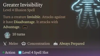 BG3 Sorcerer Greater Invisibility Spell