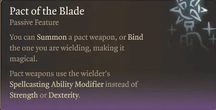 BG3 Warlock lvl3 Pact of the Blade