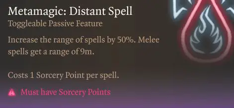 sorcerer metamagic distant spell