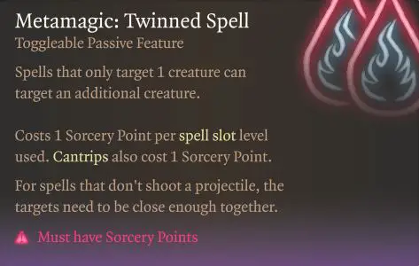 sorcerer metamagic twinned spell