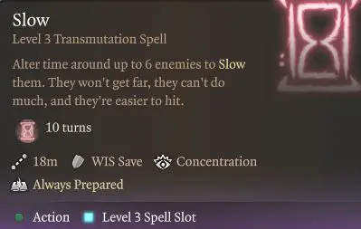 BG3 Sorcerer Slow Spell