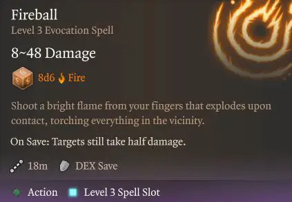 bg3 wizard fireball spell