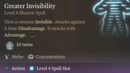 bg3 greater invisibility spell