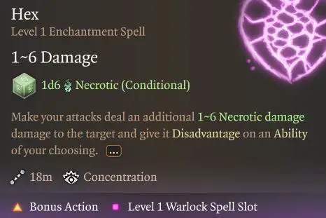 warlock sorcerer hex spell