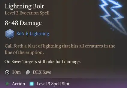 bg3 wizard lightning bolt spell