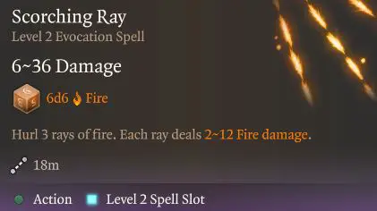 warlock sorcerer scorching ray spell