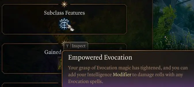 bg3 empowered evocation wizard feature