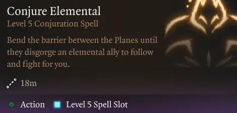 bg3 conjure elemental spell